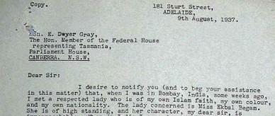 Letter to E Dwyer Gray, MP