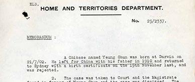 Application of Immigration Act in case of Australian-born Chinese boy.