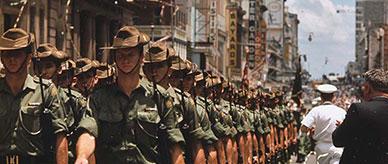Australian troops returned from Vietnam in 'Welcome Home' parade, Brisbane.