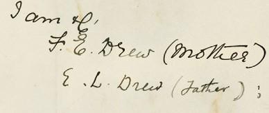 This is a letter from Edward Drew's parents giving their permission for him to enlist.