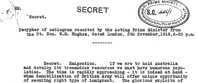 Cablegram to the Acting Prime Minister.