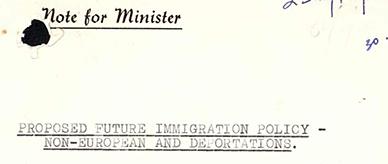A proposed future immigration policy regarding non-Europeans and deportations.