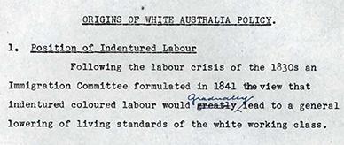 Origins of the White Australia Policy.