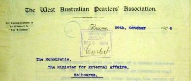 Letter to the Minister for External Affairs