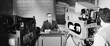 ABC news reader during a broadcast.