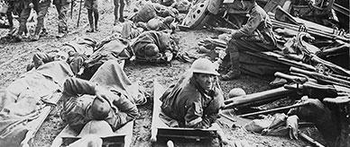 Wounded Australian on the Menin Road near Ypres, Belgium.