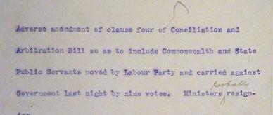 Coded cablegram from Lord Henry Northcote about the fall of the Deakin government.