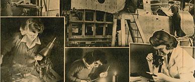 Women assembling aircraft components.