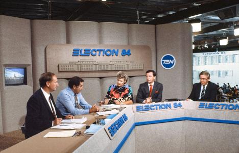 Chanel Ten broadcast desk for Election 84