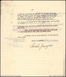 Sarah Jenyns’ response to Berlei’s successful patent application.