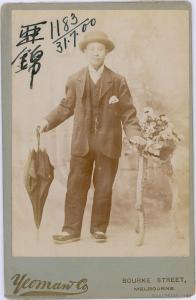Studio portrait of a man with an umbrella.