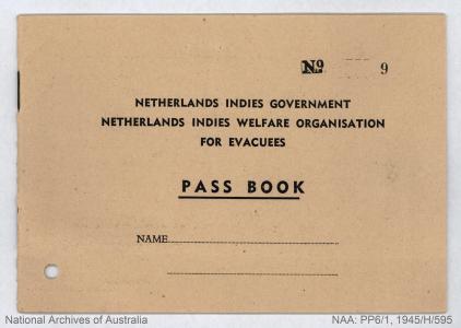Pass book for Netherlands East Indies evacuees.