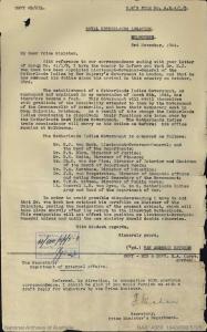 Letter confirming the establishment of the NEI government in exile in Australia, November 1944.