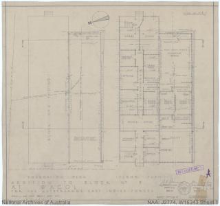Diagram showing additions to Block 5 in Camp Colombia, June 1944. 