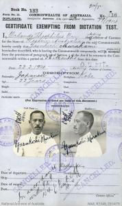 Australian Government form with 2 ID photos of Yasukichi aged 33 years.