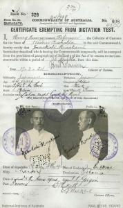 Australian Government form with 2 ID photos og Yasukichi aged 44 years.