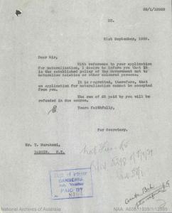 Application for naturalisation cannot be accepted.