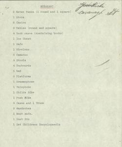 Inventory of possessions in Murakami's residence