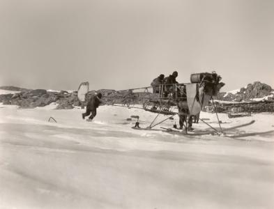 A tall propeller driven sled.
