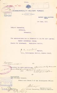 The undermentioned man is forwarded to you for safe custody. Robert Hirscholz. German.