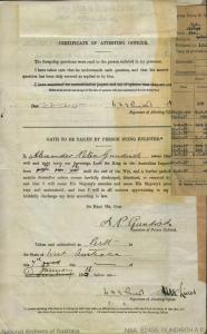 Alexander’s signature on the oath of his attestation paper. 
