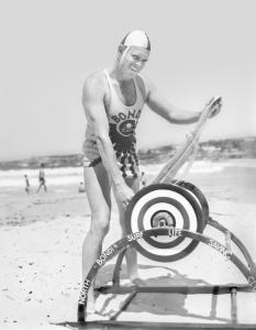 Brian operating a surf reel