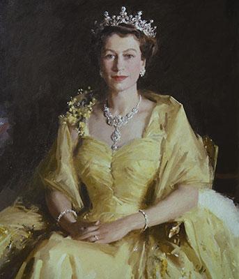 2.	The iconic ‘Wattle portrait’ of Queen Elizabeth II by Sir William Dargie, which hung in government offices, schools and community halls across Australia. NAA A1500, K14082, Item ID: 11647457