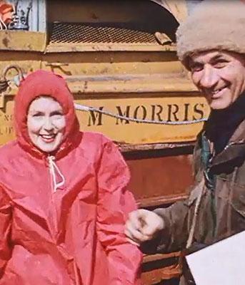 Nelle Law arriving at the Antarctic.