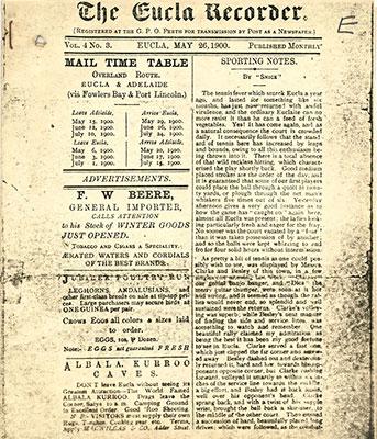 The Eucla Recorder, Mail timetable and reporting notes