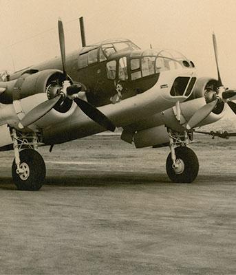 A twin-engined bomber aircraft.