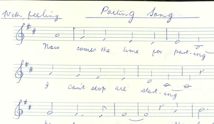 Handwritten sheet music titled 'Parting Song'.