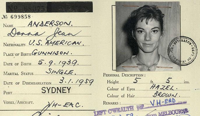 Detail and photo from Donna Anderson's immigration file.