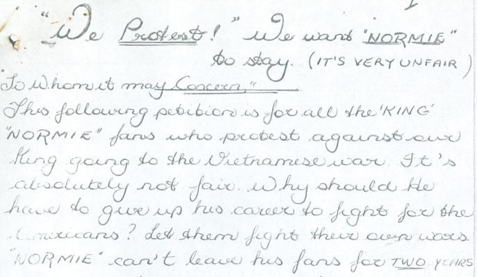 Letter of protest. We Protest! We want Normie to stay. (It's very unfair) ...