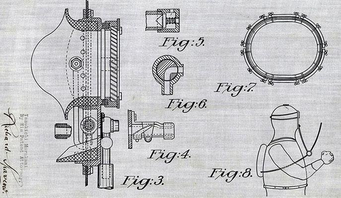Diving suit detailed drawing.